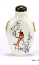 Load image into Gallery viewer, A Chinese Republic porcelain snuff bottle With Gold Handles Signed To Base.