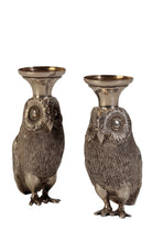 Load image into Gallery viewer, A pair of late Victorian silver novelty owl vases, Sydney Blunt & Frederick Dendy Wray, London.
