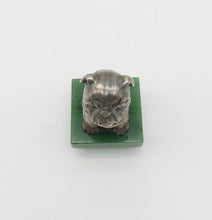 Load image into Gallery viewer, Russian Solid Silver Bulldog with Ruby Eyes mounted  on a Jade Base I believe copy