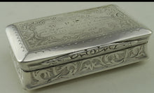 Load image into Gallery viewer, Life saving related Victorian Silver Snuff Box. Birmingham C.C Colen Cheshire 1875.