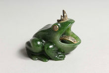 Load image into Gallery viewer, Russian nephrite Jade frog with diamond set coronet, eyes and tongue.