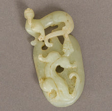 Load image into Gallery viewer, Chinese 20th century  jade carving of a dragon and a dog-of-fo..