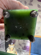 Load image into Gallery viewer, Russian Solid Silver Bulldog with Ruby Eyes mounted  on a Jade Base I believe copy