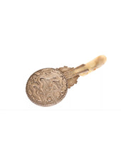 Load image into Gallery viewer, Antique Silver backed Chinese circular hand mirror with jade belt hook handle.
