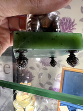 Load image into Gallery viewer, Russian Solid Silver Bulldog with Ruby Eyes mounted  on a Jade Base I believe copy