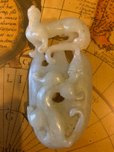 Load image into Gallery viewer, Chinese 20th century  jade carving of a dragon and a dog-of-fo..