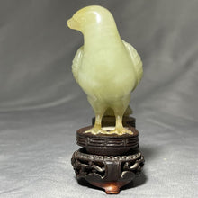 Load image into Gallery viewer, A CHINESE JADE BIRD ON ROSEWOOD STAND, QING DYNASTY (1644-1911)