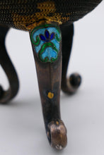 Load image into Gallery viewer, Chinese silver enamelled two handled jai vessel on tripod feet