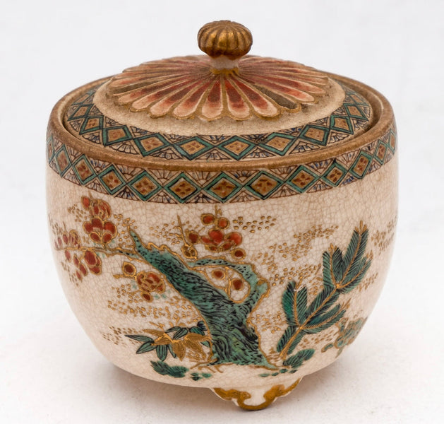 A Japanese Kyoto pottery koro (incense burner) of political interest - Japanese and UK History