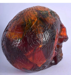 Contemporary Amber Type carved Skull with Celtic symbols
