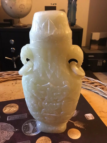 A Chinese lidded White Jade Vase.