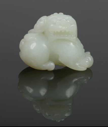 Chinese nephrite/jade carving of a temple guardian dog.