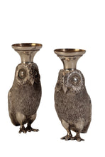 Load image into Gallery viewer, A pair of late Victorian silver novelty owl vases, Sydney Blunt &amp; Frederick Dendy Wray, London.