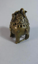 Load image into Gallery viewer, A Small 19Th Century Bronze Koro in the form of a Squat Temple lion standing on  a snake.
