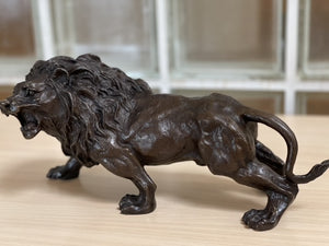 Art Bronze Roaring Lion Figurine Sculpture