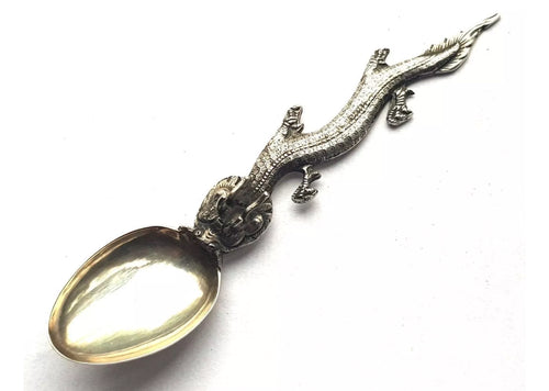 Rare Antique Chinese Dragon Handle styled Silver spoon Luen Wo of Shanghai ,China..