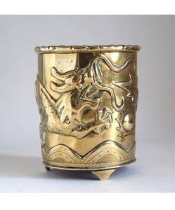 Antique Chinese Bronze Dragon Tripod Censer..