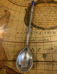 Antique Russian Silver Gilt Polychrome Cloisonné Enamel spoon