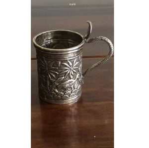 Burmese or Indian style solid silver miniature cup cobra handle