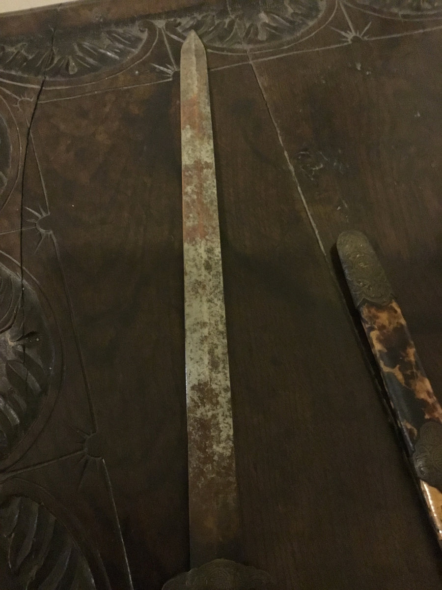 Tortoise Shell Pattern Sword A Chinese Short Sword with tortoiseshell sheith