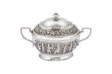 Load image into Gallery viewer, An early 20th century Iranian (Persian) unmarked silver covered twin handled sugar bowl, Shiraz circa 1930