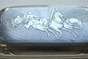 19th century Russian 84 Silver Niello Cheroot Case with figures on a Horse & Chariot style Theme