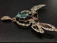 Load image into Gallery viewer, A Gold &amp; Silver &amp; Gem-set Dragonfly Brooch, probably Continental.