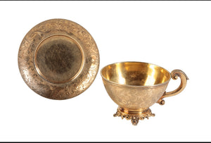 A French 1st standard silver-gilt cup and saucer, Martial Fray, Paris.