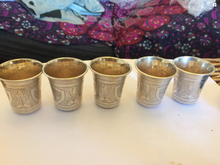 Load image into Gallery viewer, Set of 5 Russian Kiddush Cups/Vodka Beakers. Hallmarked Moscow 1883