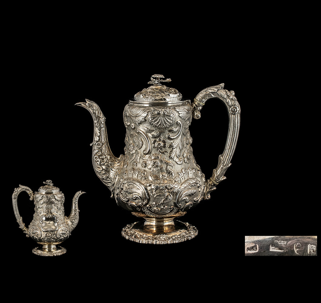 A Superb George IV silver coffee pot, John & Thomas Settle, for Settle, Gunn & Co., Sheffield..