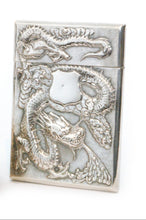 Load image into Gallery viewer, A  Chinese export silver rectangular card case dragon and prunus flowers.