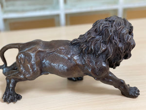 Art Bronze Roaring Lion Figurine Sculpture
