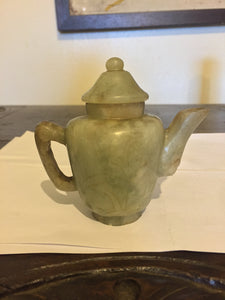 SMALL GREEN JADE TEAPOT AND COVER QING DYNASTY, 19TH CENTURY.