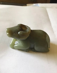 Green Jade Carving of an Ox, China, late 19th to 20th Century