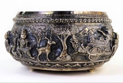 An Antique Burmese silver circular bowl.