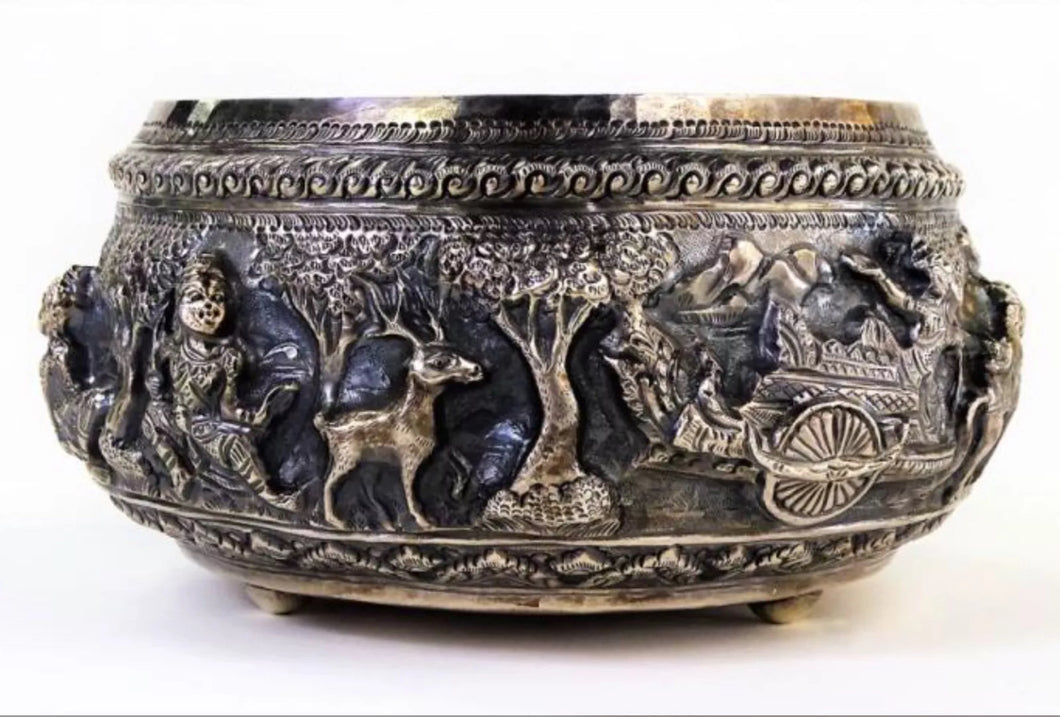 An Antique Burmese silver circular bowl.