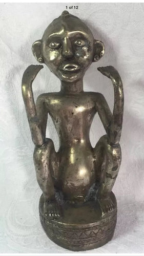 Antique Silver over copper Timor Indonesia Totem Statue 9''