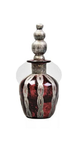 A Continental silver mounted cranberry glass scent bottle, Spanish, 20th century (after 1934)