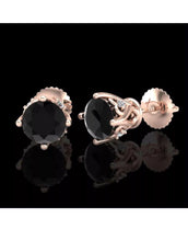 Load image into Gallery viewer, 1.26 CTW Fancy Black Diamond Solitaire Art Deco Stud Earrings 18K Rose Gold