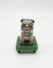 Load image into Gallery viewer, Russian Solid Silver Bulldog with Ruby Eyes mounted  on a Jade Base I believe copy