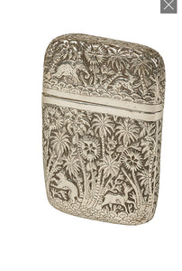 SOUTH EAST ASIAN 19th CENTURY SILVER CARD CASE.