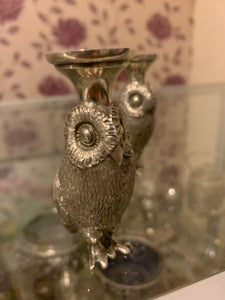 A pair of late Victorian silver novelty owl vases, Sydney Blunt & Frederick Dendy Wray, London.