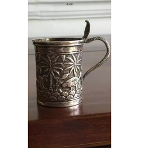 Burmese or Indian style solid silver miniature cup cobra handle