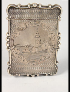 Antique Silver engraved calling card case 19th century.