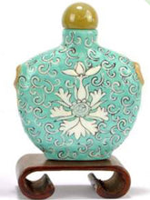 Load image into Gallery viewer, 2 similar Chinese Republic Floral enamelled Snuff bottles , Dark Blue and Turquoise.