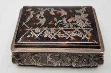 Load image into Gallery viewer, A VICTORIAN SILVER TORTOISESHELL JEWELLERY CASKET BY THOMAS HAYES, ASSAYED BIRMINGHAM 1899.