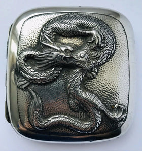 A chinese Export Silver Cigarette case by Wang Hing.