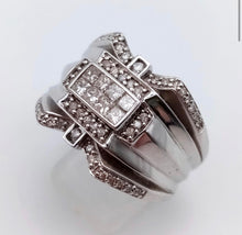 Load image into Gallery viewer, 14K White Gold Diamond Cocktail Dress Ring in the Art Deco Style,