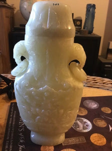 A Chinese lidded White Jade Vase.