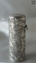 Load image into Gallery viewer, A Victorian cylindrical scent Bottle, attractive scroll engraved. London 1884 By CM..